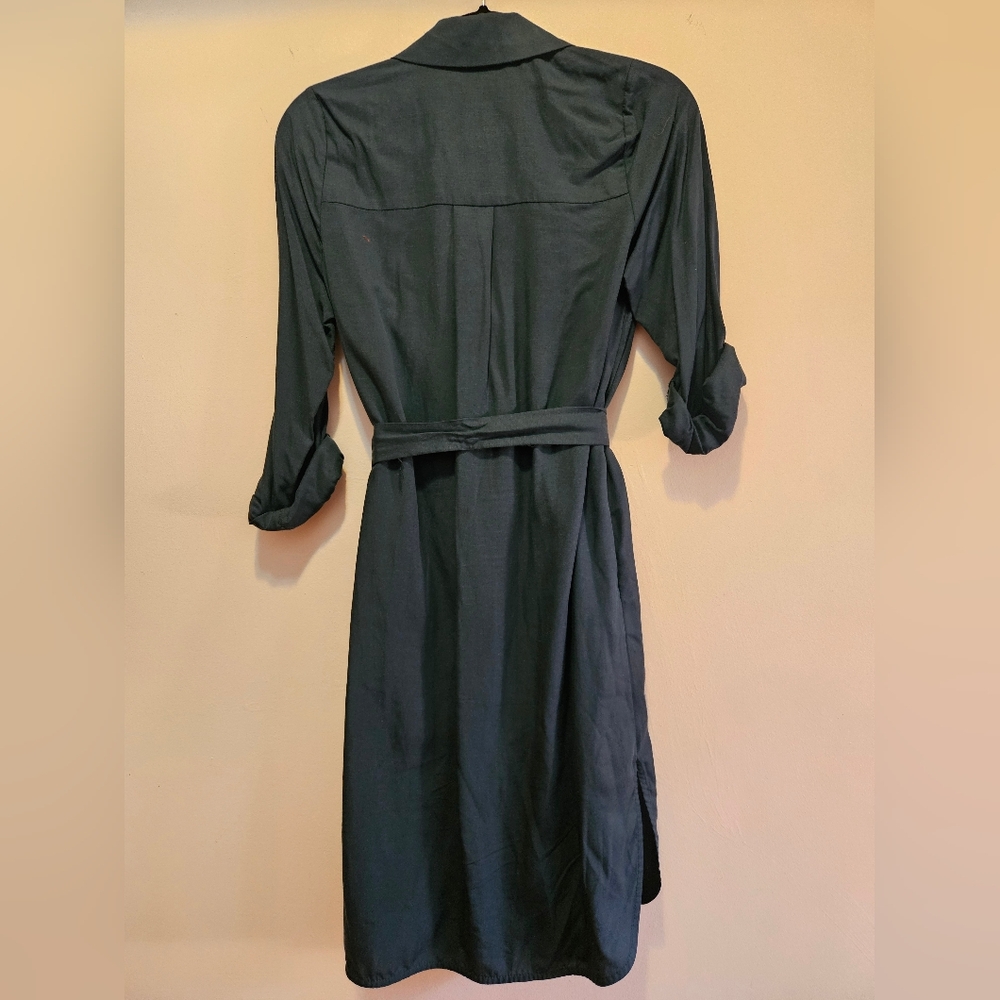 Frank and Oak Dark Green Belted Shirt Dress - Picture 3 of 4